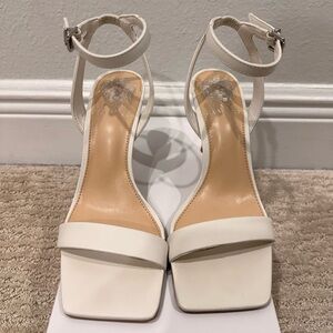 Vince Camuto White Ankle Strap Heels